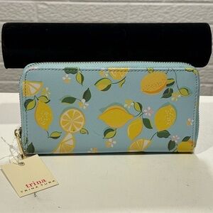 Trina Turk Blue and Yellow Lemon‎ Print Wallet